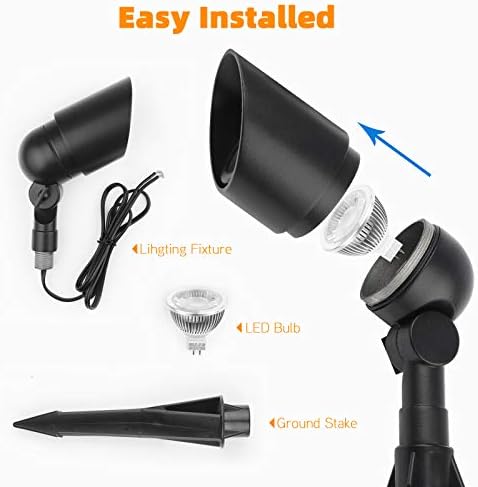 Landscape Lighting 12V 5W LED Landscape Spotlight Cast-Aluminum Waterproof Outdoor Low Voltage 450 Lumen Warm White for Garden, Lawn, Porch, Patio and Yard (2 Pack, Black) - Image 3