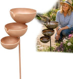 Rain Catcher Bird Bath for Outdoors, 3-Tier Metal Garden Stake Bird Bath, Rustic Rainwater Catcher Garden Decor, Bird & Butterfly Water Station for Yard, Patio, Flower Bed, Lawn and Garde (Copper) by Unknown