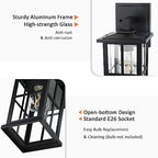 BesLowe 2-Pack Outdoor Wall Light Fixtures, Exterior Porch Lights, Black - Image 3