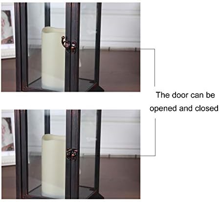 WRalwaysLX 15 inch H The Door-Open Decorative Lantern with flameless LED Candle Light, Outdoor/Indoor LED Lantern, wtith Timer Candle，Plastic with Bronze Undertones.USE 2C Battery(not Include) - Image 5