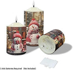Cozeyat LED Candles Pack of 3 Flameless Electric Tealights with Remote Timer, Cute Christmas Snowman Print Christmas Decor Candles Battery Operated Warm Yellow Tea Lights - Image 3