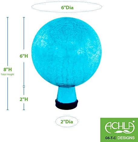 Achla Designs 6-Inch Crackle Gazing Globe Ball, Teal - Image 2