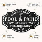 Personalized Metal Pool Sign, Custom Pool Bar Sign for Outdoor Patio Decor, Personalized Name Metal Pool & Patio Wall Art, Backyard Oasis Sign, Tropical Coastal Pool Decorations for Deck Porch Garden - Image 4
