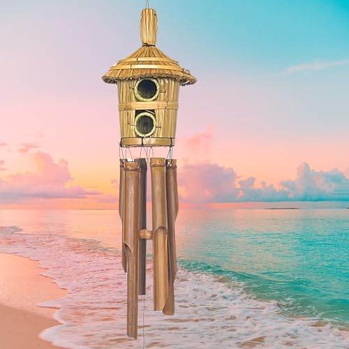 Bellaa Bamboo Wind Chimes with Bird House - 38" Handmade Japanese Style Wooden Windchime for Outdoor Garden Patio Decor - Deep Tone Musical Gift - Image 2
