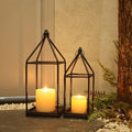 Lantern Decorative Indoor&Outdoor, 18’’&14’’ Large Black Metal Candle Lanterns Decor, Vintage Hanging Holders for Home Porch Wedding Centerpiece, Spring Farmhouse Decorations by DECORKEY