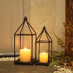 Lantern Decorative Indoor&Outdoor, 18’’&14’’ Large Black Metal Candle Lanterns Decor, Vintage Hanging Holders for Home Porch Wedding Centerpiece, Spring Farmhouse Decorations by DECORKEY