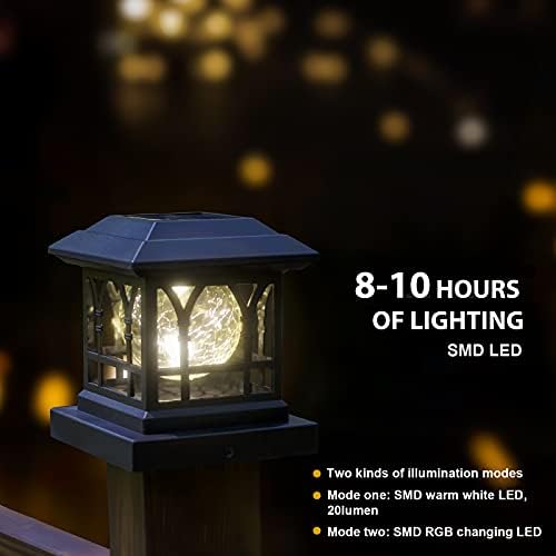 Solar Post Cap Lights Warm White & RGB Automatic Cycling 2 Modes - Image 6