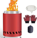 Red Tabletop Fire Pit - Portable Outdoor Camping Stove with Heavy-Duty Grill Grate & True Heat-Resistant Gloves, Low Smoke for Patio & Camping by Unknown