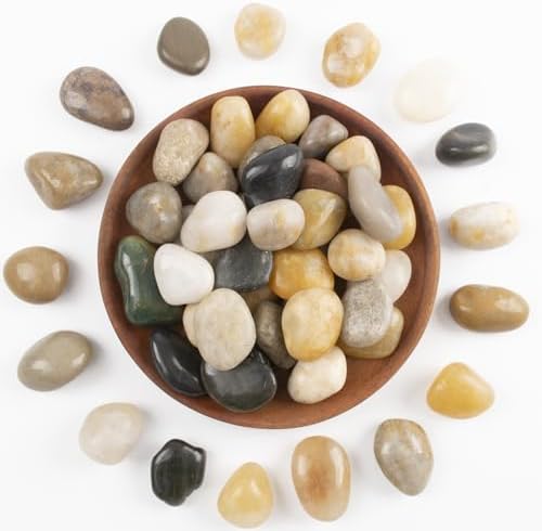 20lbs 0.5-1 Inch River Rocks, Decorative Mixed Pebbles for Garden Landscaping, Indoor Plants, Fish Tanks, Vases, and Succulents – Ideal for Home Decoration and Outdoor Gardens (Mixed, Weight: 20 LB) - Image 2