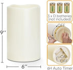 Homemory 6" x 9" Extra Large Outdoor Waterproof Candle with Auto 6H Timer - Image 2
