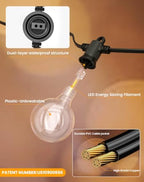 Zuske Outdoor String Lights Waterproof, 100FT LED Patio Lights with 50 Shatterproof G50 Globe Bulb(2 Spare), Connectable Dimmable Outside Hanging Lights for Backyard Porch Balcony Gazebo - Image 5