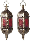 2Pcs Candle Lantern, Hanging Tea Light Candle Holders Moroccan Lantern for Living Room Balcony Patio Halloween Christmas Decorations by Unknown