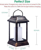 TomCare Flickering Flame Solar Lights Outdoor Metal Hanging Lantern, 2 Pack - Image 3