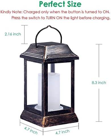 TomCare Flickering Flame Solar Lights Outdoor Metal Hanging Lantern, 2 Pack - Image 3