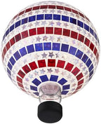 Alpine Corporation 10" Diameter Indoor/Outdoor Patriotic Glass Stars and Stripes Gazing Globe Yard Decoration, Red, White and Blue - Image 3