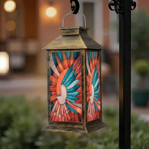 Solar Lantern Vintage Style Swallow Glass Outdoor Waterproof Garden Hanging Lantern Solar Powered Lighting Outside Solar Light for Patio Yard Camping, Gifts for Women Mom - Image 6