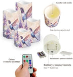 Purple Floral Hummingbird Flameless Candles with Timer and Color Changing Pillar Candles Battery Operated Tea Light Kitchen Dining House Decoration - Image 3