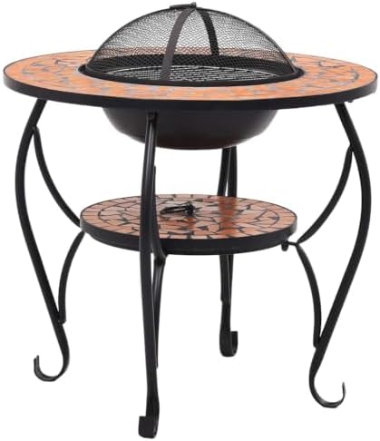 Fire Pit Table, Mosaic Ceramic Top, Steel Outdoor Heater Bowl - Image 2