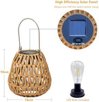 2 Pack Solar Lights Outdoor Waterproof, Rattan Solar Lantern, Hanging Outdoor Solar Lights for Yard, Outdoor Solar Lanterns Decorative, Garden Lights Solar Powered for Tree, Patio, Table Lantern Decor - Image 2