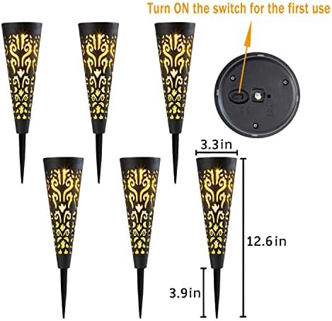 Go2garden 6Pcs Solar Lights Outdoor Garden Decor Gifts for Women Mom,Waterproof Conical Garden Stakes for Yard, Lawn, Pathway,Garden Lights Mothers' Day Birthday Gifts for Men(Black) - Image 6