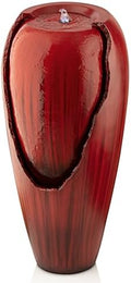 Alpine Corporation DIG100XS-RD | 33"H Outdoor Vintage Cascading Antique Jar Water Fountain with LED Lights — Garden, Patio & Yard Décor — Red Finish by Unknown
