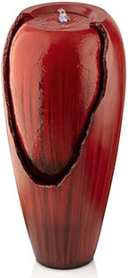 Alpine Corporation DIG100XS-RD | 33"H Outdoor Vintage Cascading Antique Jar Water Fountain with LED Lights — Garden, Patio & Yard Décor — Red Finish by Unknown
