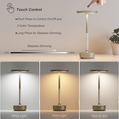 TBBGA 2 Pack Rechargeable Table Lamps Cordless, 5000mAh Outdoor Table Light - Image 2