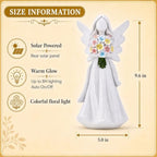 Solar Angel Garden Statue with Glowing Flowers, Sympathy Memorial Gifts - Image 2