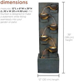 Alpine Corporation TZL364 39" 6-Tier Bowl Floor Fountain with Warm LED Lights, Outdoor Garden Waterfall, Decorative Water Feature for Patio, Backyard, and Lawn, Gray - Image 3
