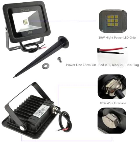 6 Pack 10W Warm White LED Flood Light Outdoor 12V 24V Security Lamp - Image 3