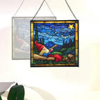 Gnome Stargazing Stained Glass Suncatcher – Square Hanging Window Panel for Home, Garden, Nursery, Halloween, Christmas, Memorial Day – Whimsical Glass Art Gift for Gnome Lovers 38qr0f - Image 4