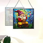 Bubble Blowing Gnome Stained Glass Suncatcher – Square Hanging Window Panel for Home or Greenhouse – Whimsical Glass Art Gift for Garden Lovers, Christmas, Halloween, Father Days 0xWaVs - Image 4