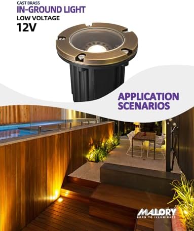 MALORY Low Voltage Landscape Well Lights, (φ126 mm) Brass Top Cover - Image 2