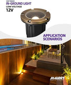 MALORY Low Voltage Landscape Well Lights, (φ126 mm) Brass Top Cover - Image 2