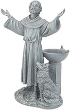 Design Toscano Francis of Assisi Blessing Religious Garden Decor Statue with Bird Bath Feeder, 19 inches Tall, Cast Stone Resin, Gray Stone Finish - Image 3