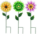 3 Pack Metal Flower Wind Spinner 18in Garden Stake Kinetic Yard Art by Unknown
