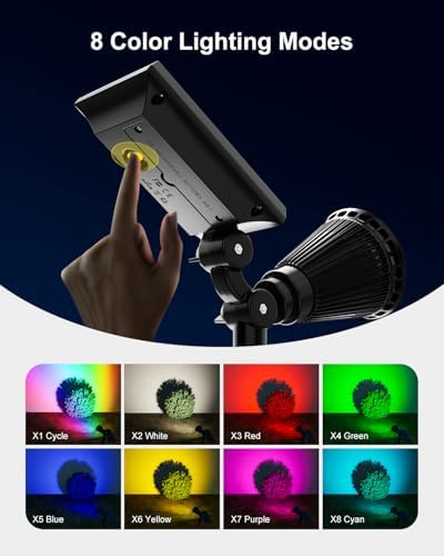 FALOVE 4 Pack Color Change Solar Spotlights Waterproof RGB Halloween Decor - Image 4