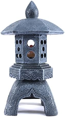 Pagoda Lantern Garden Statue with Solar Lotus Lights, Large Resin Japanese Temple Pagoda Lamp Asian Zen Outdoor Yard Decor for Landscape Patio Porch Lawn Decorations, Christmas Ornament Gift - Image 4