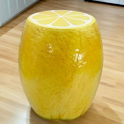 14" Lemon Resin Stool & Side Table, Fruit-Shaped Decorative Plant Stand for Patio, Balcony, Garden, Kitchen & Indoor Outdoor Home Decor by Unknown