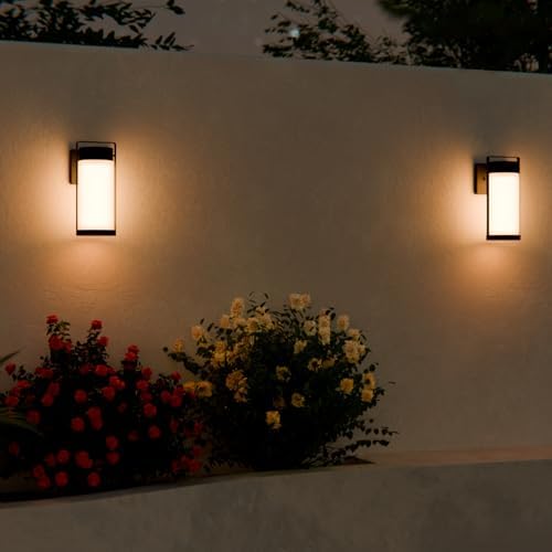 Globe Electric 60000165 1-Light Outdoor Wall Sconce, Matte Black, Frosted Glass - Image 3