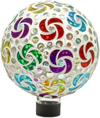 SAVENNA Mosaic Garden Gazing Ball, 8 Inch Decorative Glass Sphere for Outdoor Garden, Lawn & Patio, Fade-Resistant All-Season Yard Art, Multicolor Pinwheel Pattern by SAVENNA