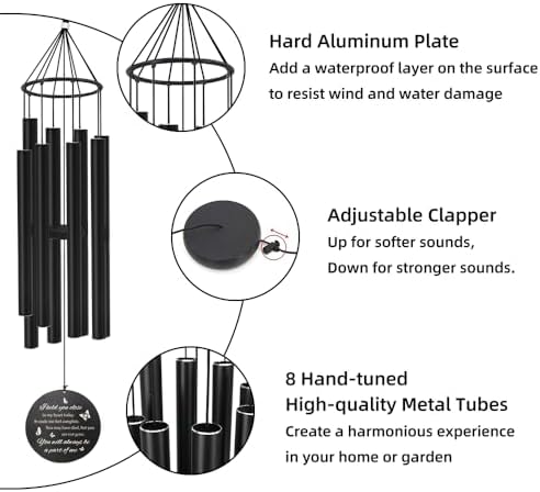 Personalized Butterfly Wind Chimes, in Loving Memory of Dad/Mom, Sympathy Gifts Wind Chime for Loss of Loved Ones, 36inch Deep Tone Wind Chimes for Condolences - Image 4
