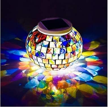 Solar Glass Ball Light Mosaic Jar Lights,Color Changing Globe Table Lamp Waterproof LED Night Light for Garden Patio Party Yard Outdoor Indoor Decorations (Ball) - Image 3