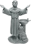 Design Toscano Francis of Assisi Blessing Religious Garden Decor Statue with Bird Bath Feeder, 19 inches Tall, Cast Stone Resin, Gray Stone Finish by DesignToscano