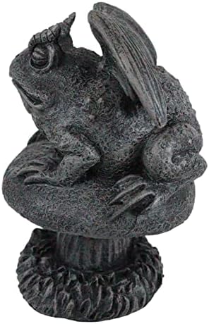 Ebros Gothic Horned Toad Frog Gargoyle with Wings Crouching On Toadstool Mushroom Figurine Mythical Fantasy Decor of Gargoyles Statue 5" Tall for Medieval Renaissance Castles and Cathedrals Fans - Image 6