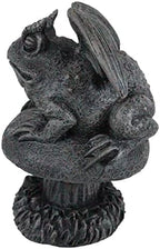 Ebros Gothic Horned Toad Frog Gargoyle with Wings Crouching On Toadstool Mushroom Figurine Mythical Fantasy Decor of Gargoyles Statue 5" Tall for Medieval Renaissance Castles and Cathedrals Fans - Image 6