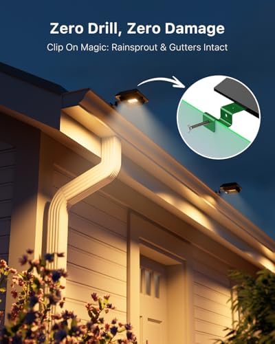 FALOVE 8 Pack Warm White Solar Powered Gutter Lights Outdoor Waterproof - Image 3