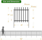 Decorative Metal Garden Fence 24" x 16', Outdoor Fence Border with Stakes - Image 4