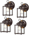 Outdoor Wall Light Fixture, Metal Glass, Bronze, 4 Pack by KumtinSmart