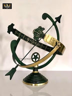 NauticalMart Polished Brass 18-Inch Diameter Armillary Sundial Astronomical Globe Decor for Garden, Patio, or Office Display (Green) - Image 5